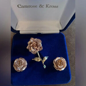 Camrose & Kross ROSE Brooch & Earrings Jacqueline Kennedy Collection